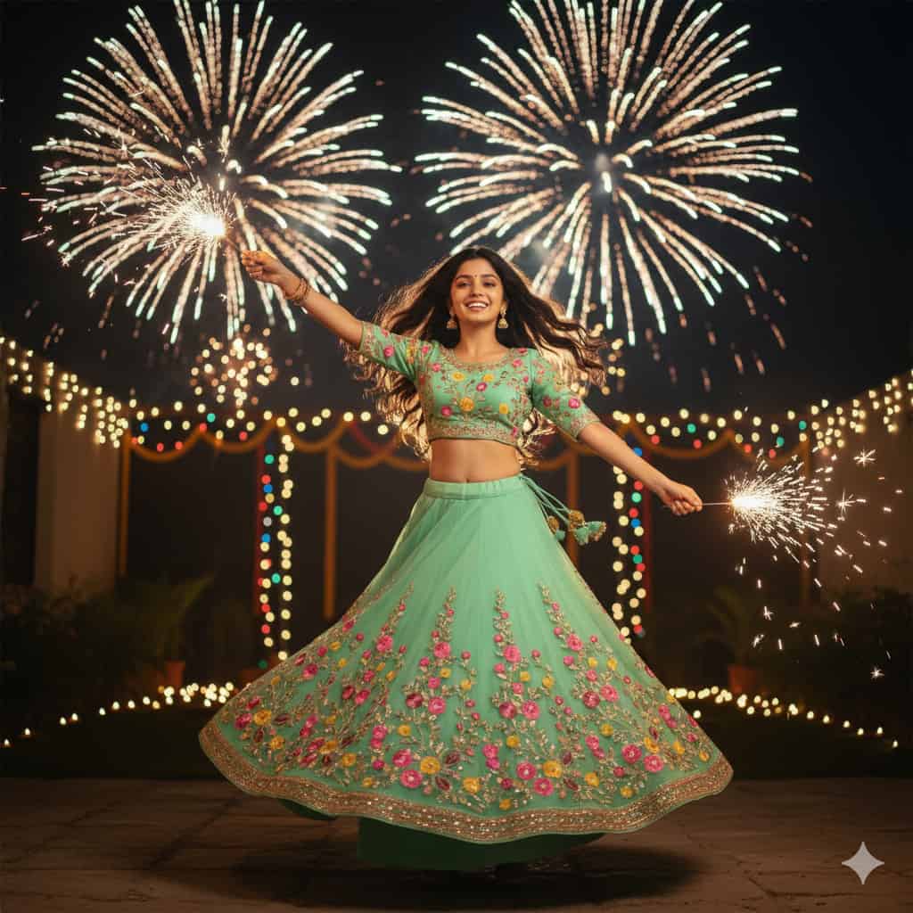 Playful Pose with Sparklers